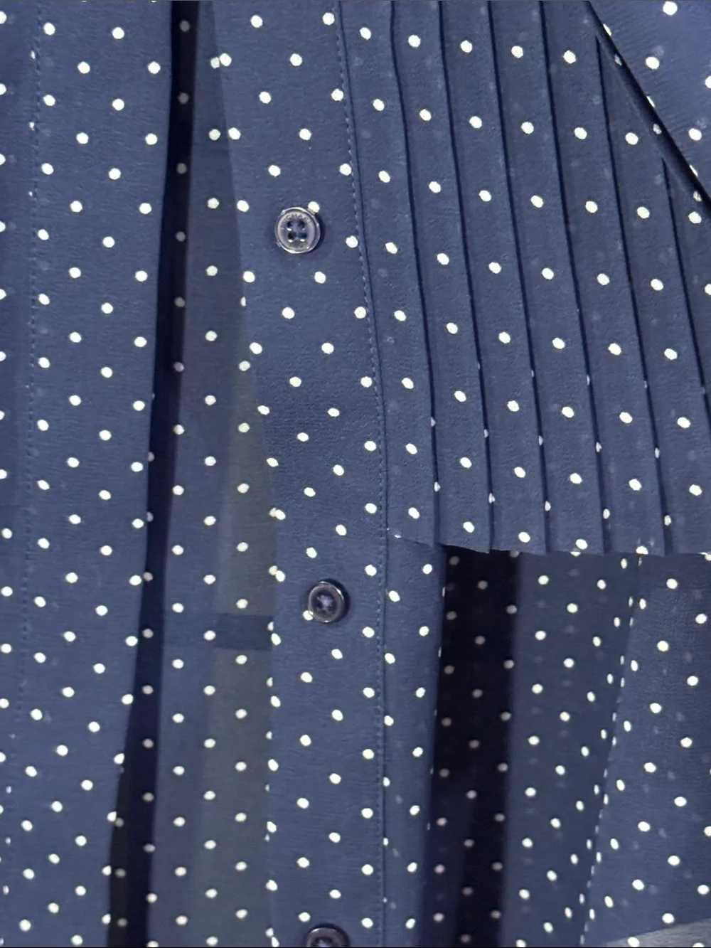 Michael Kors Navy and White Polka Dot Tie-Neck Sleeveless Camisole
